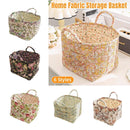 Portable Fabric Storage Basket Korean Pastoral Style Organizer for Home Sundries - Floral4