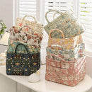 Portable Fabric Storage Basket Korean Pastoral Style Organizer for Home Sundries - Floral4