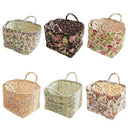 Portable Fabric Storage Basket Korean Pastoral Style Organizer for Home Sundries - Floral6