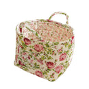 Portable Fabric Storage Basket Korean Pastoral Style Organizer for Home Sundries - Floral5