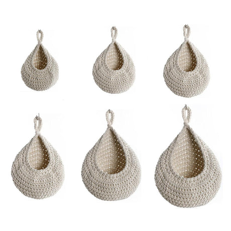Cotton Rope Woven Storage Basket Wall Mount Fruit Vegetable Organizer Container - Mini