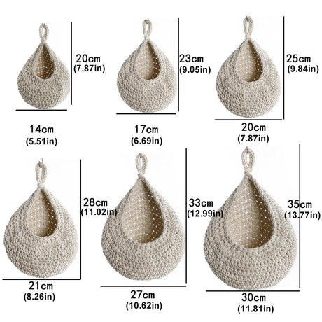 Cotton Rope Woven Storage Basket Wall Mount Fruit Vegetable Organizer Container - Mini
