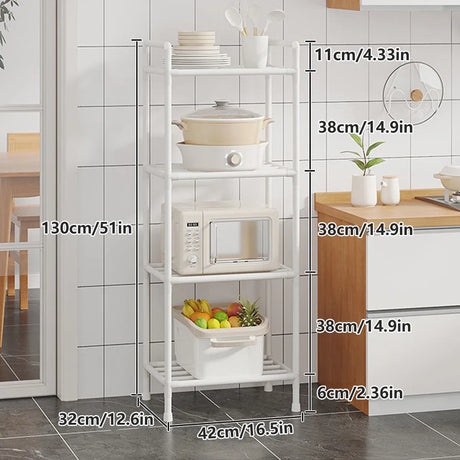 Multi-Layer Kitchen Storage Rack with Adjustable Feet and 38cm Layers