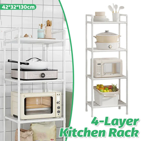 Multi-Layer Kitchen Storage Rack with Adjustable Feet and 38cm Layers