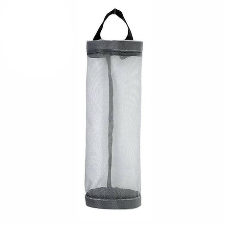 Hanging Mesh Bag Organizer Dispenser for Plastic or Trash Bags Storage Holder - Black