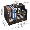 Wooden Desktop Storage Box with Locking Drawer Space Saving for Home Office Use - Wood