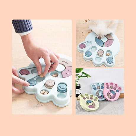 Dog Treat Dispenser Food Puzzle Toy Interactive Training Feeder Pet Supply Bowl - Claw-Blue