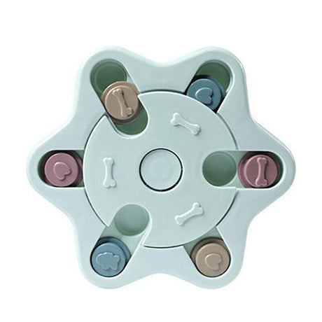 Dog Treat Dispenser Food Puzzle Toy Interactive Training Feeder Pet Supply Bowl - Hexagon-Green