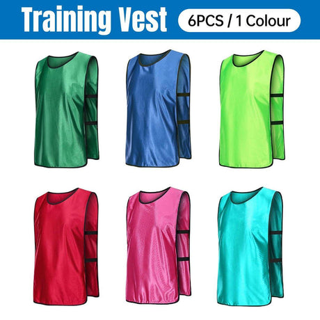 6X Sports Training Bibs Soccer Vests Group Team Bibs Basketball Cricket Football - Dark Blue-M