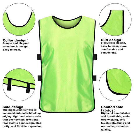 6X Sports Training Bibs Soccer Vests Group Team Bibs Basketball Cricket Football - Pink-M