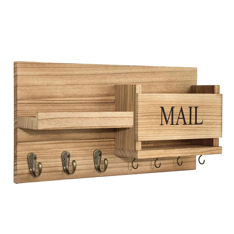 Wooden Wall Mounted Key Holder Storage Rack Door Hook Hanger Coat Rack Organizer