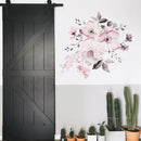 Removable Wall Stickers Watercolour Dusty Pink Flowers Leaves