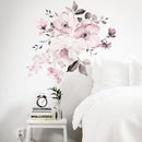 Removable Wall Stickers Watercolour Dusty Pink Flowers Leaves