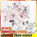 Removable Wall Stickers Watercolour Dusty Pink Flowers Leaves