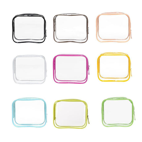 4pcs Durable PVC Cosmetic Bags Easy to Clean Multiple Sizes and Colours 9 Shades - 4pcs-Black