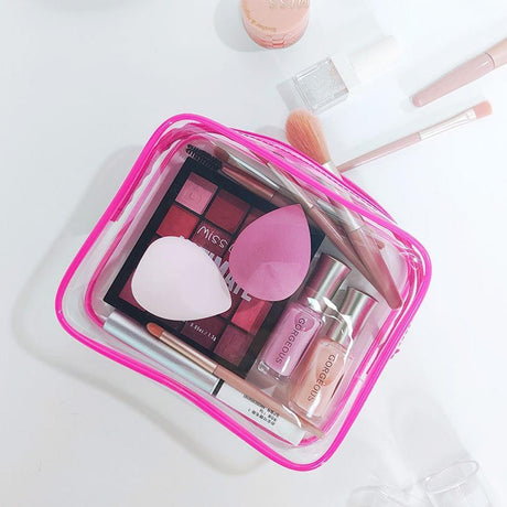 4pcs Durable PVC Cosmetic Bags Easy to Clean Multiple Sizes and Colours 9 Shades - 4pcs-Black