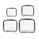 4pcs Durable PVC Cosmetic Bags Easy to Clean Multiple Sizes and Colours 9 Shades - 4pcs-Black