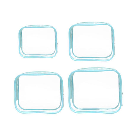 4pcs Durable PVC Cosmetic Bags Easy to Clean Multiple Sizes and Colours 9 Shades - 4pcs-Black