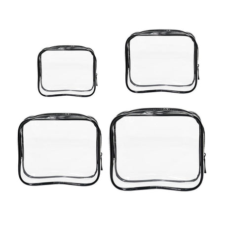 4pcs Durable PVC Cosmetic Bags Easy to Clean Multiple Sizes and Colours 9 Shades - 4pcs-Blue