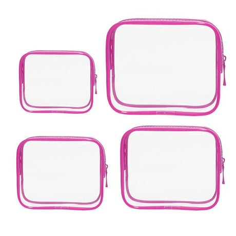 4pcs Durable PVC Cosmetic Bags Easy to Clean Multiple Sizes and Colours 9 Shades - 4pcs-Blue