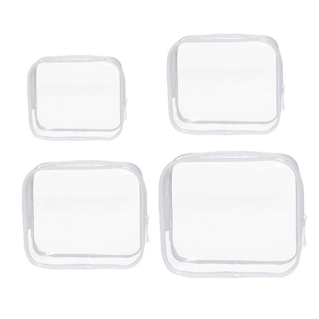 4pcs Durable PVC Cosmetic Bags Easy to Clean Multiple Sizes and Colours 9 Shades - 4pcs-Green