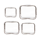 4pcs Durable PVC Cosmetic Bags Easy to Clean Multiple Sizes and Colours 9 Shades - 4pcs-Green