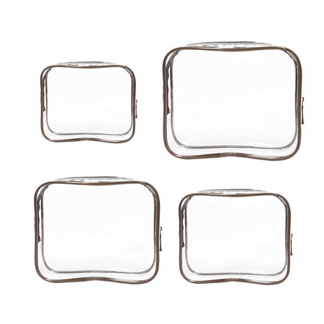 4pcs Durable PVC Cosmetic Bags Easy to Clean Multiple Sizes and Colours 9 Shades - 4pcs-Green
