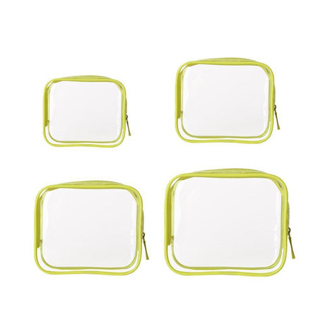 4pcs Durable PVC Cosmetic Bags Easy to Clean Multiple Sizes and Colours 9 Shades - 4pcs-Green