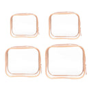 4pcs Durable PVC Cosmetic Bags Easy to Clean Multiple Sizes and Colours 9 Shades - 4pcs-Green