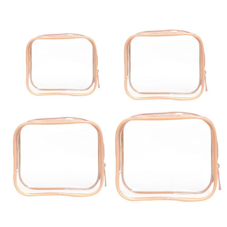 4pcs Durable PVC Cosmetic Bags Easy to Clean Multiple Sizes and Colours 9 Shades - 4pcs-Green
