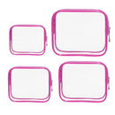 4pcs Durable PVC Cosmetic Bags Easy to Clean Multiple Sizes and Colours 9 Shades - 4pcs-Green