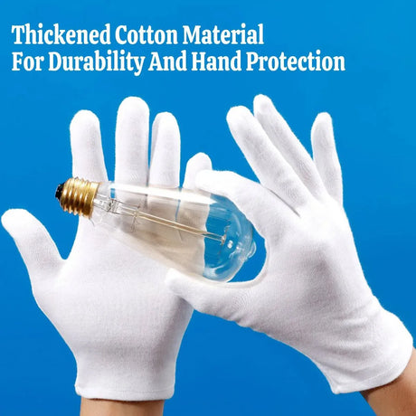 12 Pairs Cotton Work Gloves Breathable Knit L Black XL White - XL