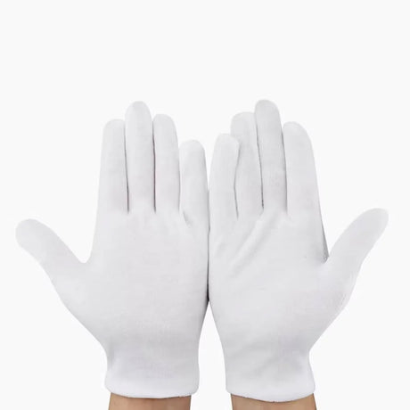 12 Pairs Cotton Work Gloves Breathable Knit L Black XL White - XL