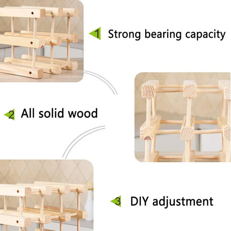 Wine Rack Wooden Storage Stand 9 Bottle Timber Cellar Holder Organizer Shelf