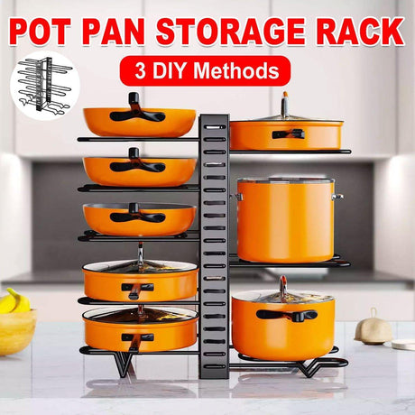 Adjustable Multi Layer Pot Lid Rack Vertical Storage Organizer Countertop Holder