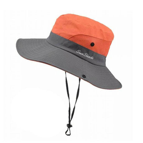 Women Wide Brim Ponytail Hat Sun Protect Visor Summer Beach Cap Anti Uv Floppy - Yellow
