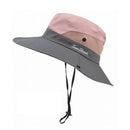 Women Wide Brim Ponytail Hat Sun Protect Visor Summer Beach Cap Anti Uv Floppy - Yellow