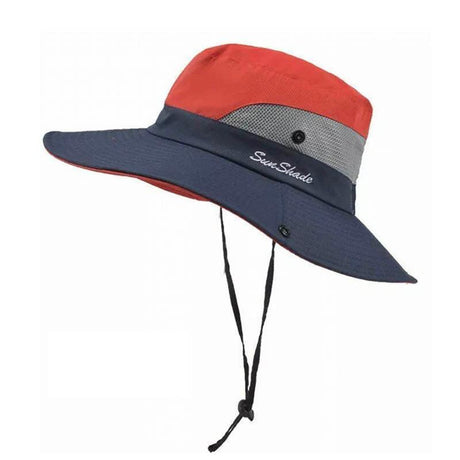 Women Wide Brim Ponytail Hat Sun Protect Visor Summer Beach Cap Anti Uv Floppy - Yellow