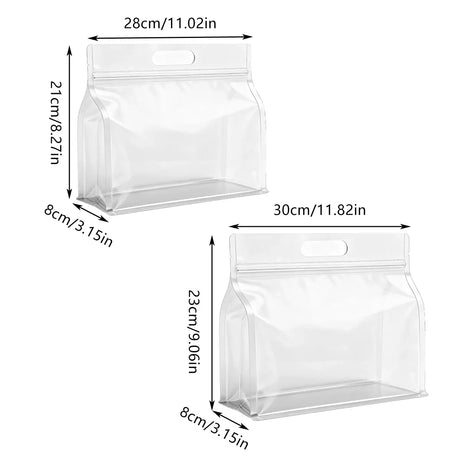 50PCS Clear Reusable Zipper Bags Thick Food Grade PE Storage Bags for Snack Fruit - 28x21cm