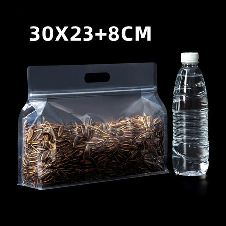 50PCS Clear Reusable Zipper Bags Thick Food Grade PE Storage Bags for Snack Fruit - 28x21cm
