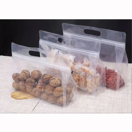 50PCS Clear Reusable Zipper Bags Thick Food Grade PE Storage Bags for Snack Fruit - 28x21cm