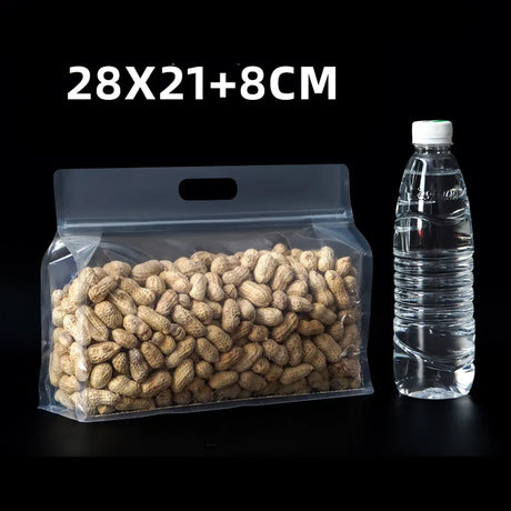 50PCS Clear Reusable Zipper Bags Thick Food Grade PE Storage Bags for Snack Fruit - 28x21cm