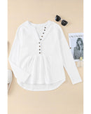 Azura Exchange Waffle Knit Half Button Henley Top
