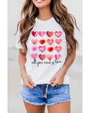 Azura Exchange Hearts Letter Print Short Sleeve T-shirt