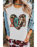 Azura Exchange Heart Shaped Print Crew Neck Graphic Tee