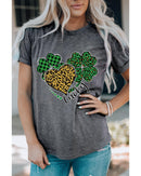 Azura Exchange Leopard Plaid Heart Clover Graphic Print T-Shirt