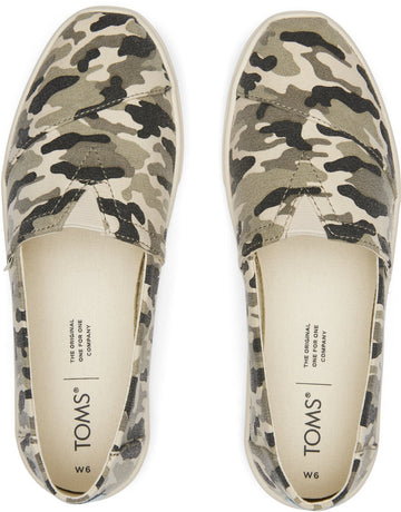 TOMS Womens Casual Canvas Slip On Sneakers Shoes Espadrilles Flats - Army Camo Camouflage - US 9