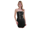 Womens SEQUIN BANDEAU CROP TOP Sparkling Sparkly Costume Tube - Black