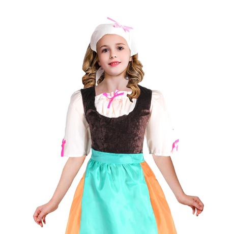 Girls Olden Day Maid Book Week Halloween Costume - Dress & Headpiece
