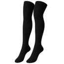 Womens Over Knee Socks Thigh High Stockings Long Stretch - Plain Black
